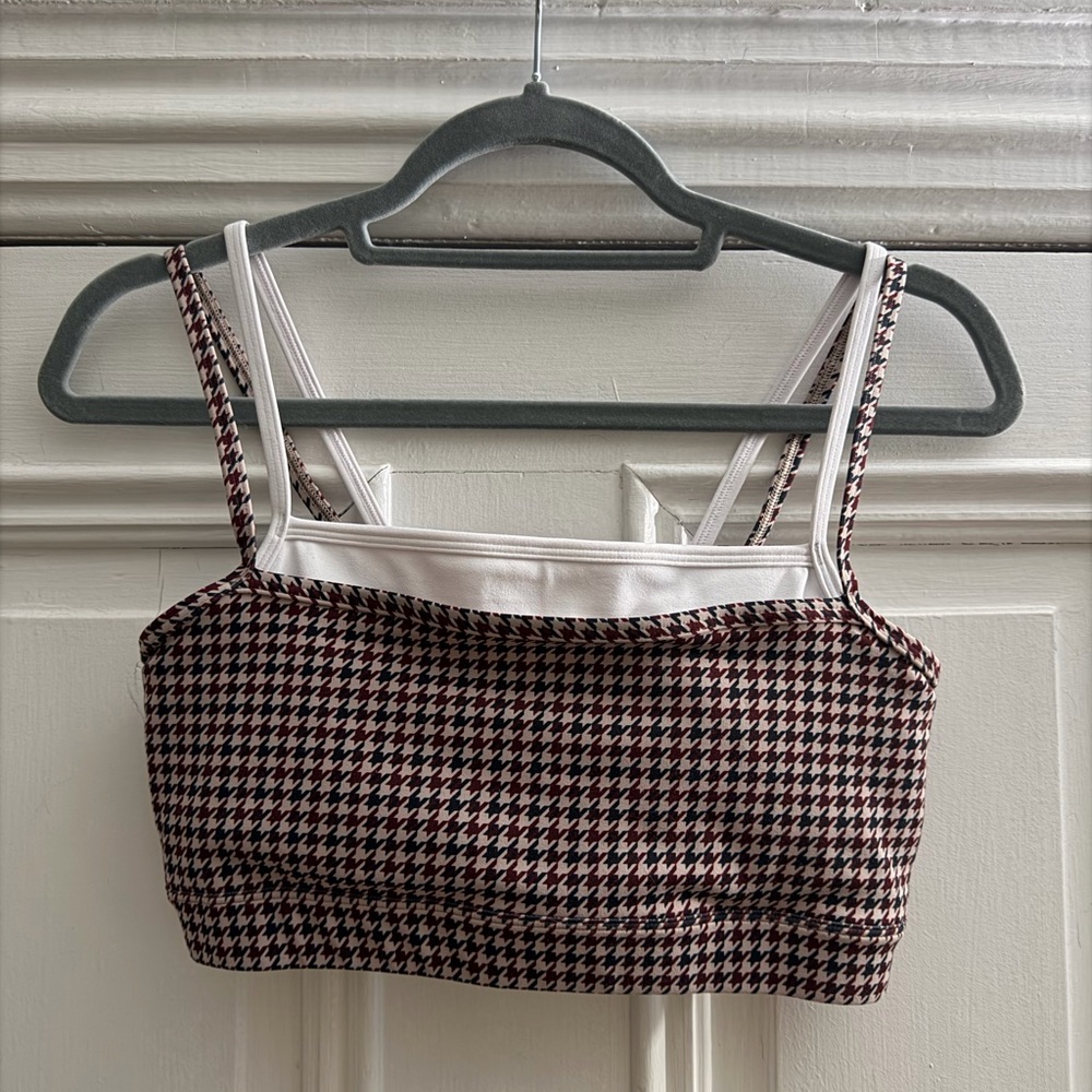 Abercrombie & Fitch Black and White Houndstooth Sports Bra